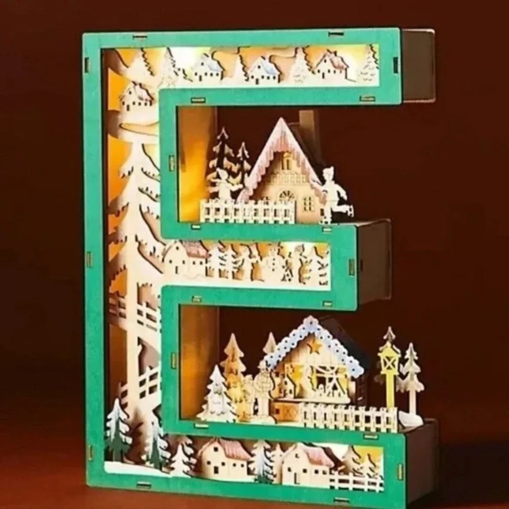 NWT Anthropologie Wonderland Christmas Scene Letter E